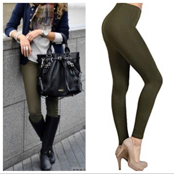 ShopEvelynne Pants - Olive color seamless contouring leggings